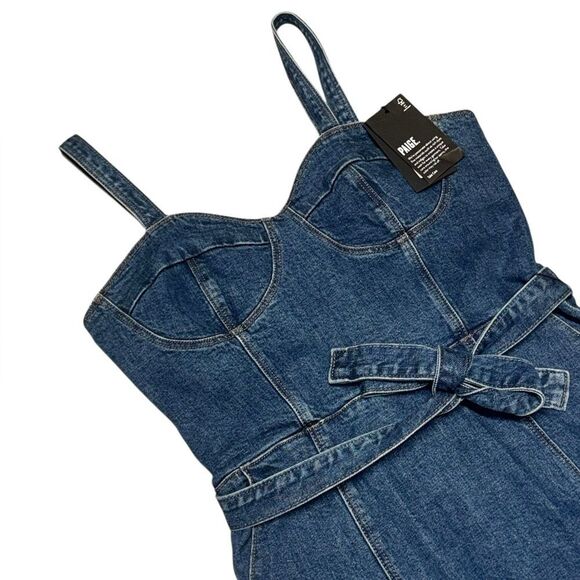 NWT women’s PAIGE X REVOLVE Giulia Denim Ariel Midi Dress with belt size 10 - Picture 5 of 12